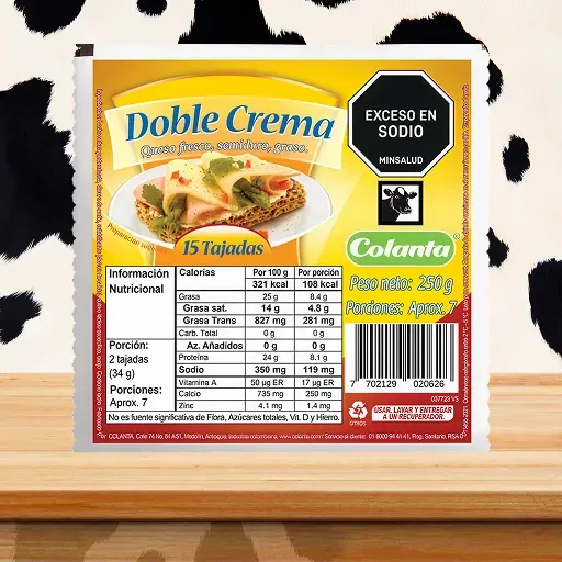 Queso Doble Crema Tajado 250 g